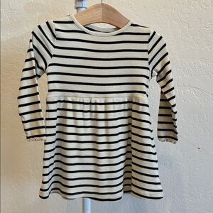 H&M Black and Cream Striped Long-Sleeve Knit Dress for Kids